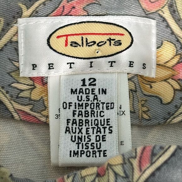 Talbots Ankle Pants Size 12P Side Zip Scroll Print Vintage 80s - Picture 9 of 11